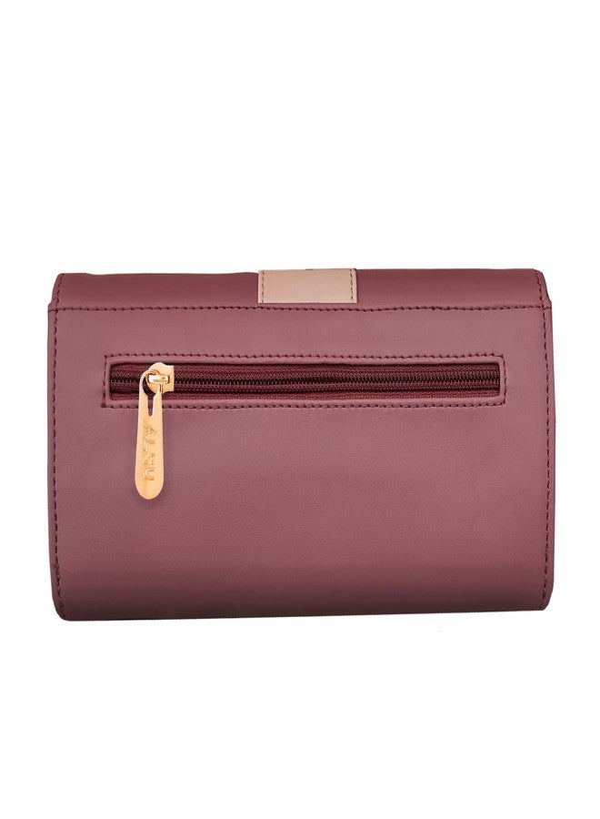 ALSU Women's Faux Leather Hand Wallet Clutch Trendy | 6 Card Slots | Phone Pocket | Zipper Pockets| Hand Purse (Peach) - Image 3